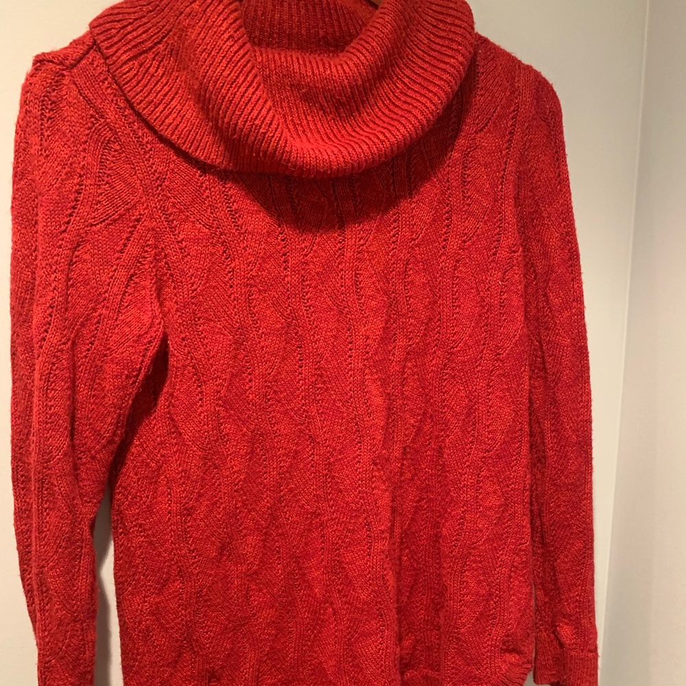 Christopher Banks Red Cable Knit Cowl Neck Sweater